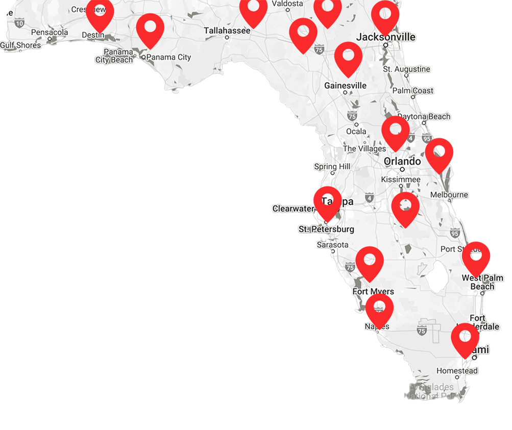 Areas We Serve FL Map Areas We Serve FL Map